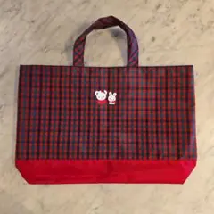 超美品♡ファミリア♡赤系チェックトートバッグ - メルカリ