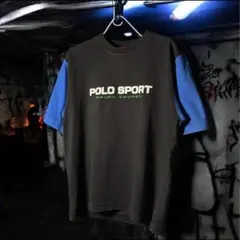 POLO SPORT RALPH LAUREN 切替Tシャツ　黒青ツートンカラー