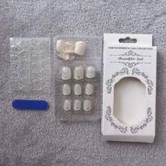 ホワイト和風 花嫁爪 光沢 ネイル ウェディングネイル