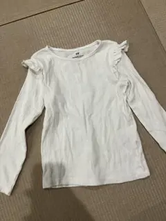 H&M フリル付き長袖カットソー 3/4T