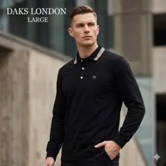 【日本製】DAKS GOLF ダックス 長袖ポロシャツ Lサイズ 黒 チェックのサムネイル