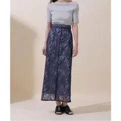 ジルバイジルスチュアート レースIラインスカート ネイビー フロントスリットのサムネイル