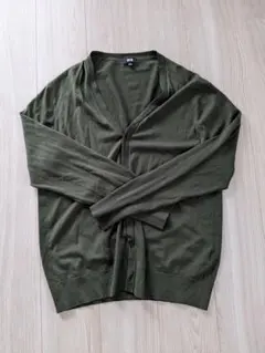 美品★UNIQLO オリーブ Vネックカーディガン XL