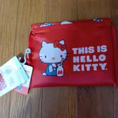 ハローキティ 折りたたみショッピングバッグ レッド
