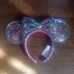 海外タグディズニー カラフル星型ミッキー型グリッター耳付きカチューシャ