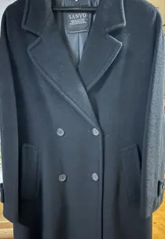 SANYO ブラック ダブルブレスト ロングコート