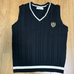 Navy Kids ケーブル編み Vネックベスト 130