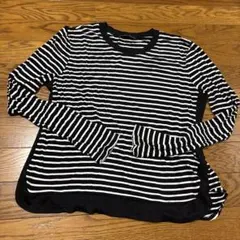 ZARA ブラック/ホワイト ストライプ 長袖Tシャツ M