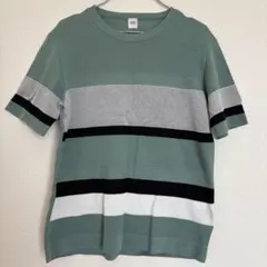 TAKEO KIKUCHI ニットTシャツ ボーダー柄　ストライプメッシュのサムネイル
