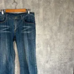 USMA デニムパンツ メンズ ジーンズ ストレート ユーズド加工 カジュアル