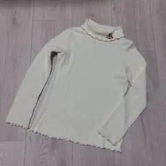 長袖 リブ カットソー 140 白