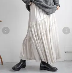 LOWRYSFARM グリッタープリーツスカート ラメ ロング アイボリー