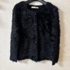 Bou Jeloud ブールジュード 長袖ふわふわカーディガン 黒ラメFREE