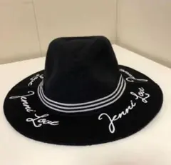 JENNI おしゃれハット Sサイズ 帽子　ウール混　ブラック　ロゴ