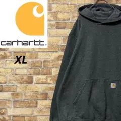 カーハート　パーカー　スウェット　ビッグシルエット　グレー　袖ロゴ　裏起毛　XL