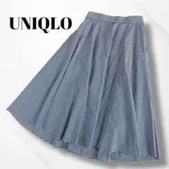 UNIQLO/ユニクロ/サーキュラースカート/ストライプ/ネイビー/L