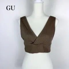 GU Vネック ニットベスト クロップドトップ S ビスチェ