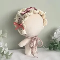 ヘッドドレス　11cm〜15cm ぬいぐるみ用　フリル　ピンク　リボン　ぬい服