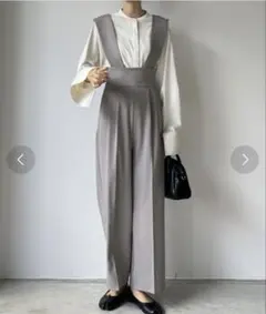 Louere グレー サロペット ワイドパンツ