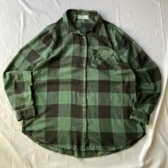 00s チェック ネルシャツ グリーン グランジ Y2K 平成 大人気 古着