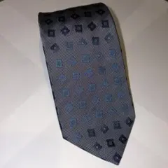 J Press 青〜グレー系 幾何学模様 ネクタイ　シルク100%