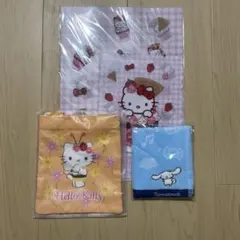 サンリオ　ハローキティ　シナモロール　クリアファイル　ミニバック　タオル
