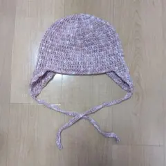 耳当て付きニット帽　クラッシャーハット　クロシェハット　ビーニー