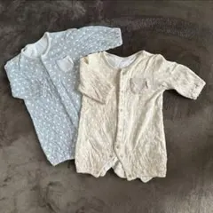 ロンパース 肌着　60-70cm グレー ベージュ　ドット柄　2点セット
