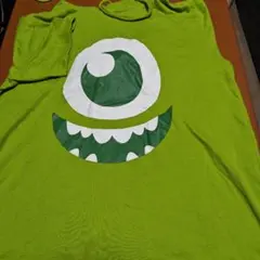 モンスター顔フード付きTシャツ 緑色