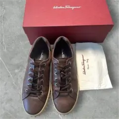 Ferragamo レザースニーカー メンズ 27〜27.5cm 9M 本革 茶のサムネイル