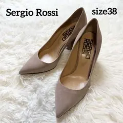 【美品】セルジオロッシ ピンク ベージュ ポインテッドトゥ パンプス サイズ38