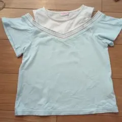 mezzo piano メゾピアノ140ｃｍ　水色 重ね着風 Tシャツ