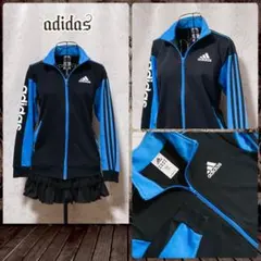 アディダス トラックジャケット ジャージ 黒 青 三本線 平成 y2k 150