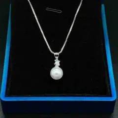 199N【上品】一粒パール ネックレス シルバー 高見え 人気 ギフト オシャレ