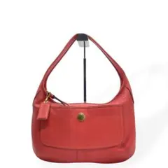 極美品　COACH コーチ　ショルダーバッグ　エルゴ　肩掛け　レッド系　レザー