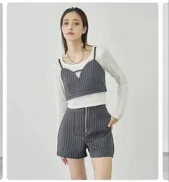 ストライプ柄ビスチェ ショートパンツ セットアップ