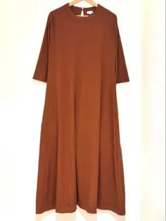 LAKOLE ラコレ リブカットソー ロングワンピース シンプル オレンジ 無地