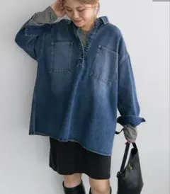 ピュアルセシン・*:.ღ ヴィンテージライク デニムチュニックシャツ