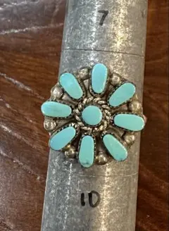 ヴィンテージ　インディアンジュエリー　ターコイズリング 9号