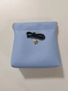 マリークワント MARY QUANT ライトブルー リボン バネクチポーチ