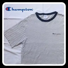 【チャンピオン】Champion Tシャツ L ボーダー リンガーネック