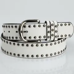 スタッズベルト﻿ 白　Y2K スケーター SK8 ベルト