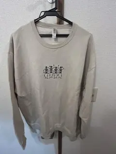 スケルトンイラスト ベージュ スウェット Lサイズ