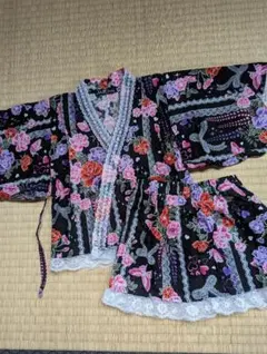 浴衣【90・黒・花柄・女の子・セパレート】