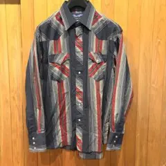 90s Wrangler L/S ウエスタンシャツ ストライプシャツ 古着のサムネイル