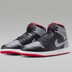 Nike Air Jordan 1 Mid ブラック/グレー/レッド