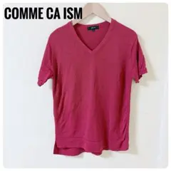COMME CA ISM 半袖 Vネック ニット レッド サイズ11のサムネイル