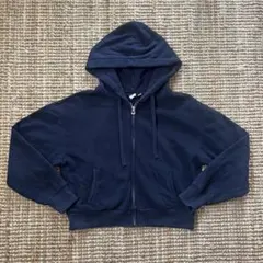 GAP ジップアップパーカー ネイビー XSサイズ 短丈　無地
