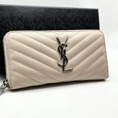✨美品✨サンローラン　長財布　キャビアスキン　カサンドラ　YSLロゴ　Vステッチ