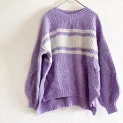 美品✨AMERICAN EAGLE パープルストライプニット S/P